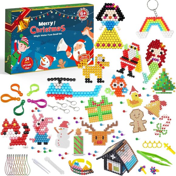 NEW Advent Calendar 2023 for Kids - Make Your Own Craft Arts Water Fuse Bead Kit - Picture 1 of 11